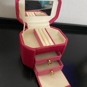 WOLF Pink Jewelry Box with Gold-Tone Hardware